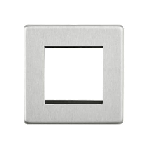 Saxby Screwless 2G Modular Faceplate (2 Modules) - Brushed Steel SLMFP2BS By Saxby Electrical