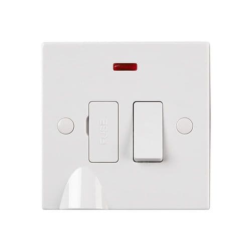 Saxby Square Edge 13A Switched Fused Spur Unit with Flex Outlet and Neon SE323 By Saxby Electrical