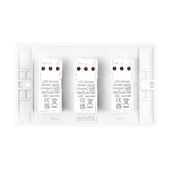 Saxby Square Edge 3G LED Dimmer 5-100W SE663 By Saxby Electrical