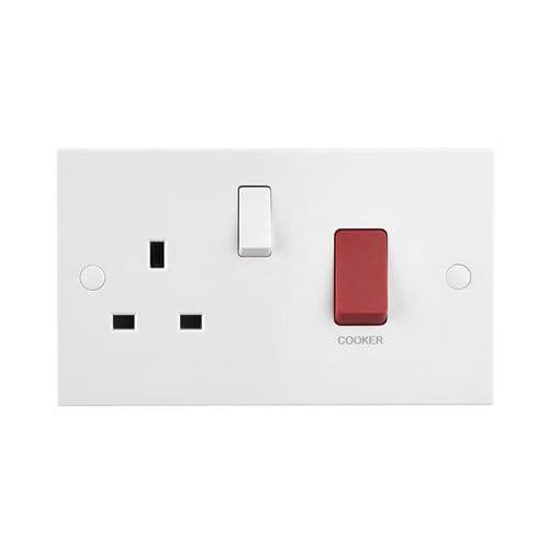 Saxby Square Edge 45A DP Cooker Switch With 13A Socket SE550 By Saxby Electrical