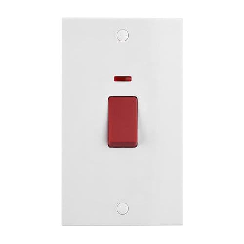 Saxby Square Edge 45A Large Plate DP Switch With Neon SE555 By Saxby Electrical
