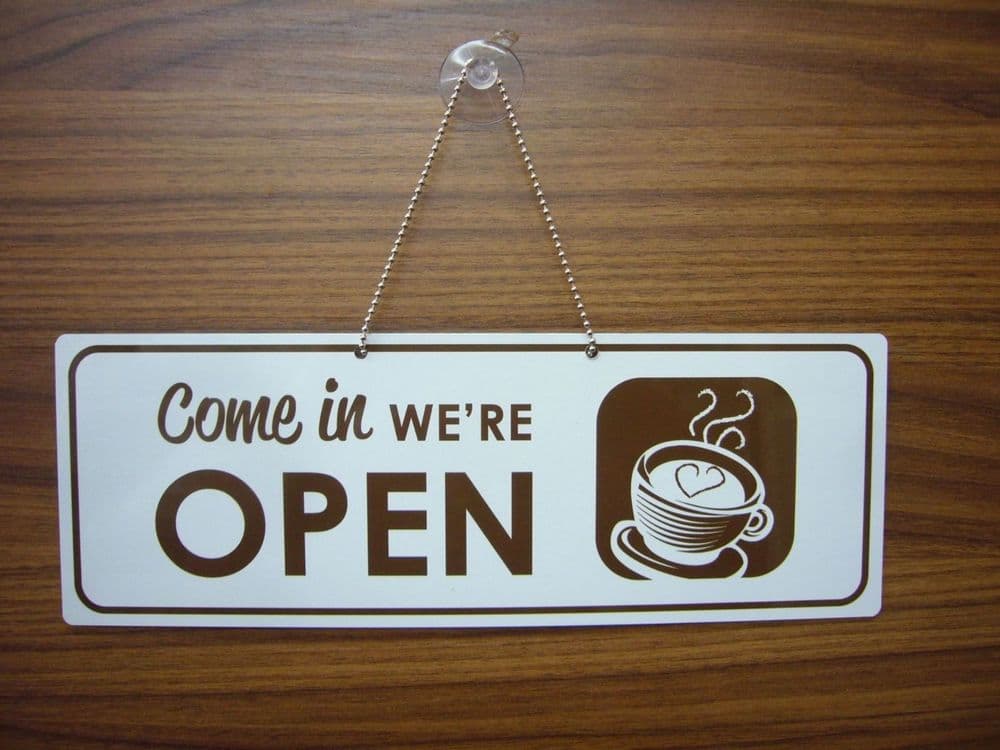 Coffee Shop Open / Closed Sign with Picture