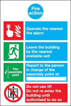 Fire Action Sign With Pictures
