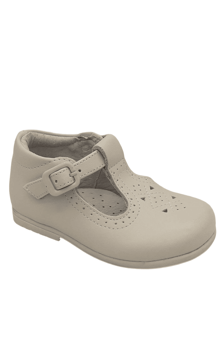 Boys Beige Leather Matt T Bar Shoes A2374 EU 18 UK 2