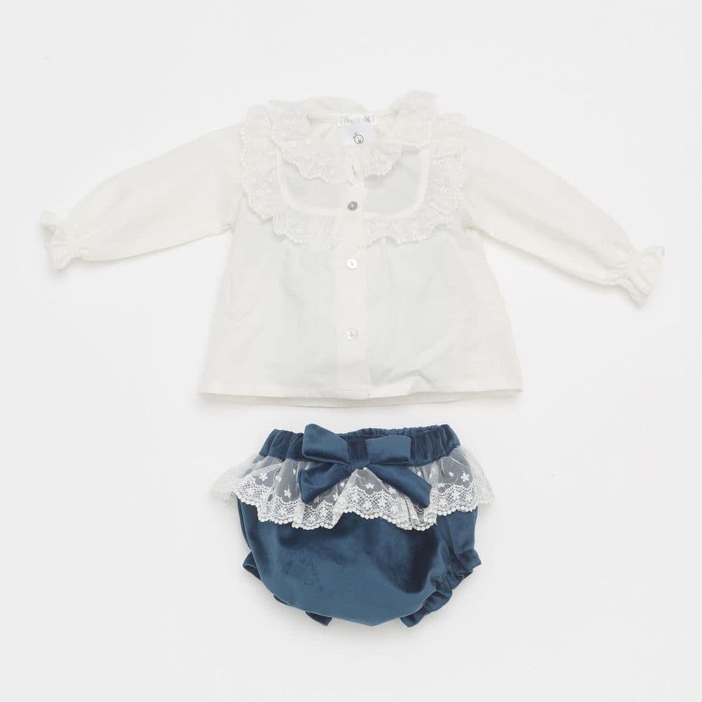 Deolinda Baby Girls Velvet Green Jam Pants Set 22617