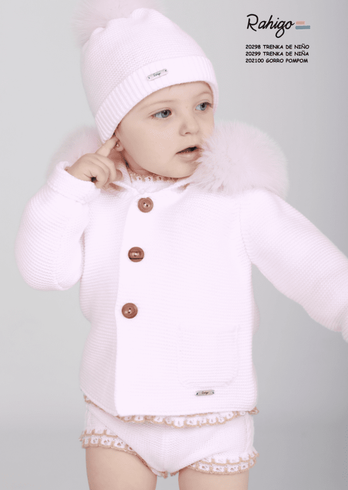 Baby cardigan top with fur hood