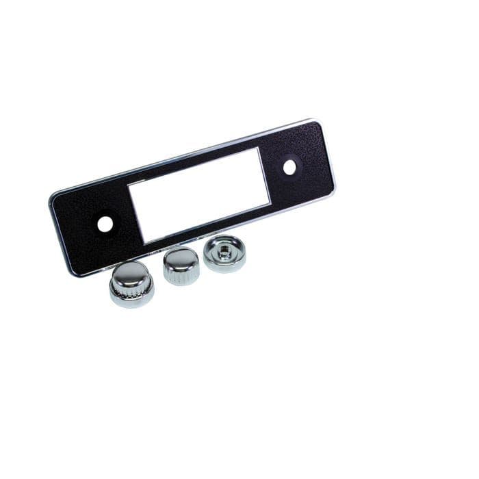 Black and Chrome Stereo Faceplate including Knobs and Escutcheons: Beetle 1968-1979, T2 Bay 1968-197