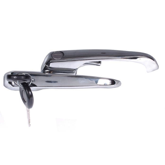 Exterior Locking Door Handles with Matching Keys Chrome Pair: T2 Bay 1969-1979