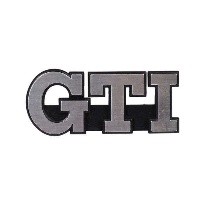 Front Grille Badge GTI Script, Chrome: Golf Mk2 1988-1992, Jetta 1988-1992