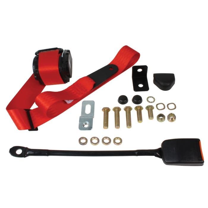 Front Seat Belt 3 Point Inertia with Modern Buckle and Red bing