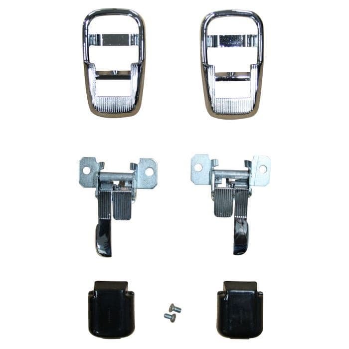 Interior Locking Door Handle Complete Set with Chrome Surround: T2 Bay 1969-1972