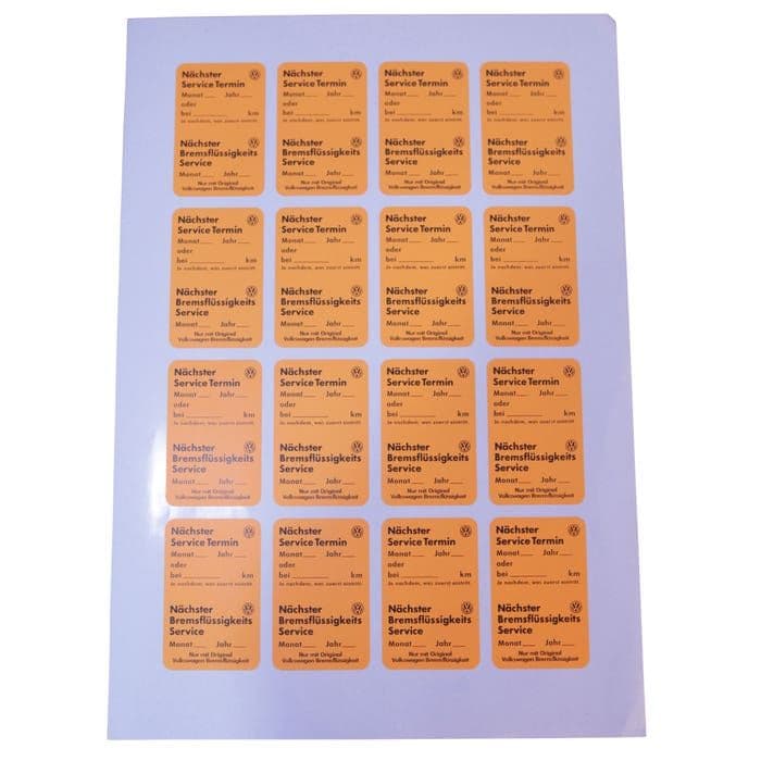 Service Sticker set.: Golf Mk1 1975-1983, Golf Mk2 1984-1992, T4 1991-2003