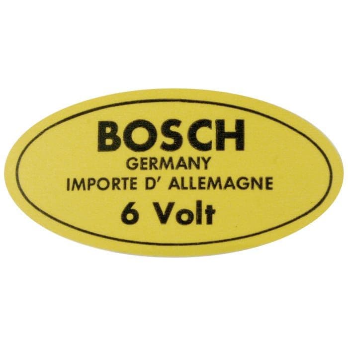 Sticker - 6v Bosch for Coil: Beetle 1947-1966, T2 Split 1950-1966, Beetle Cabrio 1949-1966
