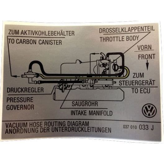 Sticker Vacuum Hose Routing Diagram G60 Golf Mk2 19901992 Corrado 1989