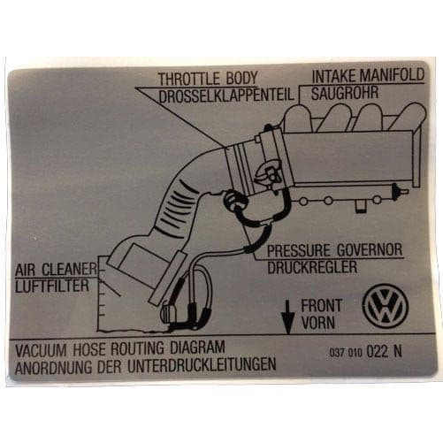 Sticker Vacuum Hose Routing GTI 75x100mm: Golf Mk2 1984-1992
