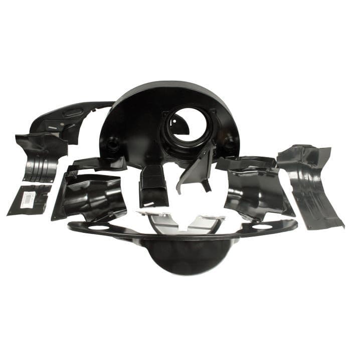 Tinware Set Twin Port 1300-1600cc with Air Outlets Black: Beetle 1947-1979, T2 Split 1960-1967, Karm
