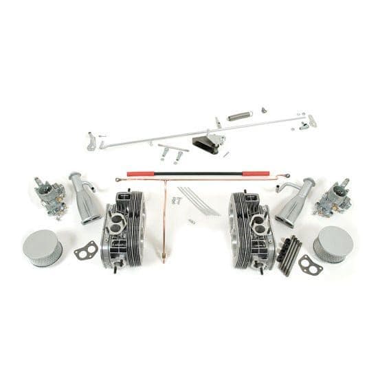 Twin Port Cylinder Head and Carburettor Kit for 30hp with Original Linkage: Beetle 1953-1960, T2 Spl