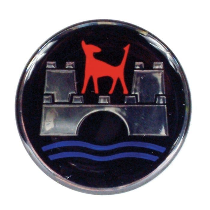 Wheel Centre Cap Emblem with Wolfsburg Logo 45mm Diameter: Beetle 1950-1979, T2 Bay 1968-1979, T2 Sp