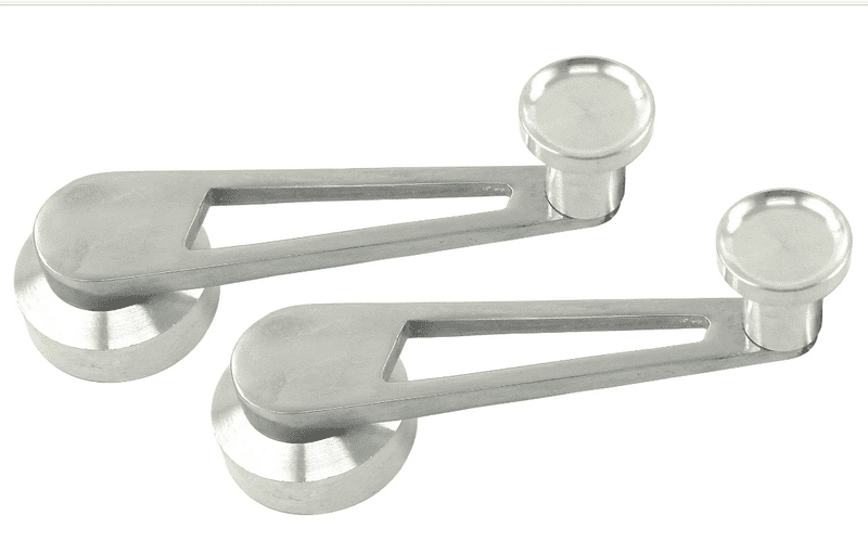 Winder Handle Semi-Polished Aluminium Pair: Beetle 1950-1979, T2 Bay 1968-1979, Karmann Ghia 1960-19