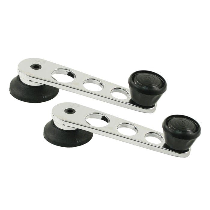 Window Winder Handles Chrome with Black Knob Pair: Beetle 1968-1979, T2 Bay 1968-1979, T25 1980-1991