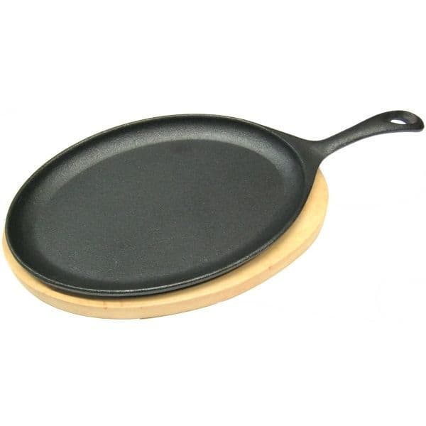 Fajita Pan Platter Cast Iron Wooden Stand Buy Online Mexican