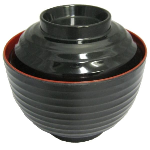 Japanese Miso Soup Bowl with Lid (Red & Black), ONLY £4.25, buy online