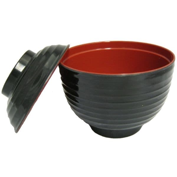Japanese Miso Soup Bowl with Lid (Red & Black), ONLY £4.25, buy online