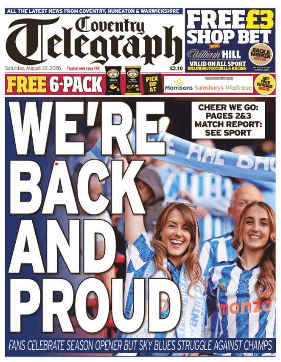Coventry Telegraph  -  Saturday 22nd August