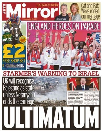 Daily Mirror issue Wednesday 30th July 2025