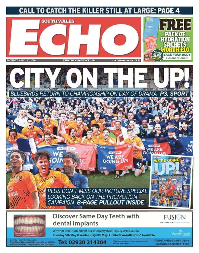 South Wales Echo issue dated Monday 20th April