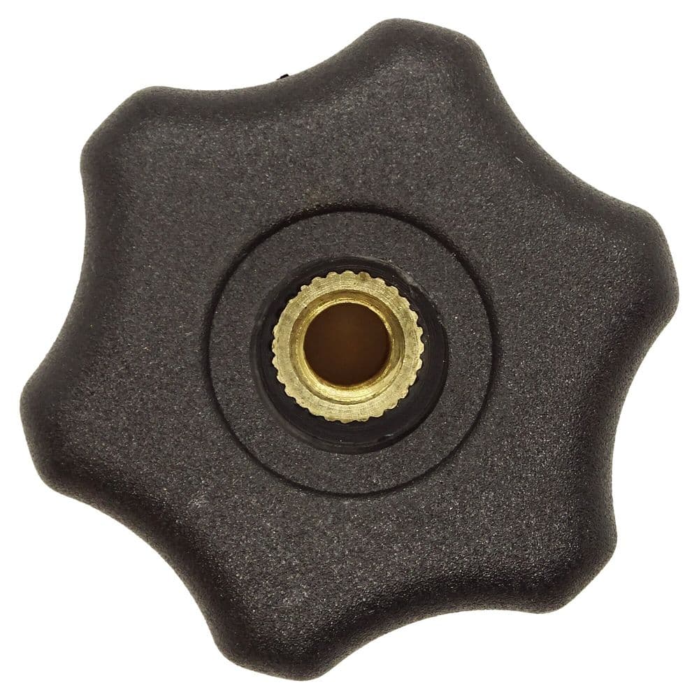 60mm x M10 Polypropylene & Brass Through Threaded Handwheel - 6 Lobed ...