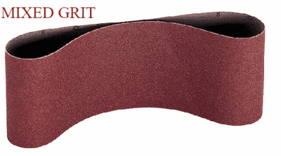 100 x 610 mm Aluminium Oxide Sanding Belts. Mixed Grit Pack of 5.