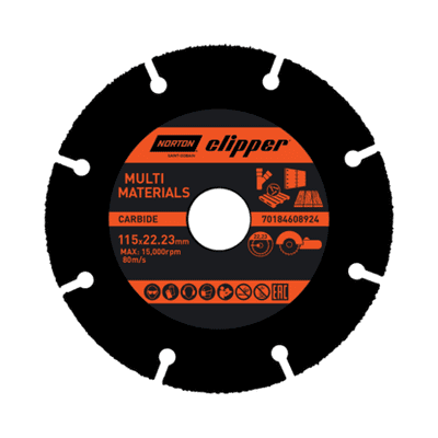 115 mm Clipper multi-material carbide abrasive cutting blade.