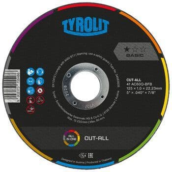 115 x 1 mm Universal. Cutting discs. Flat sided. Price per 5