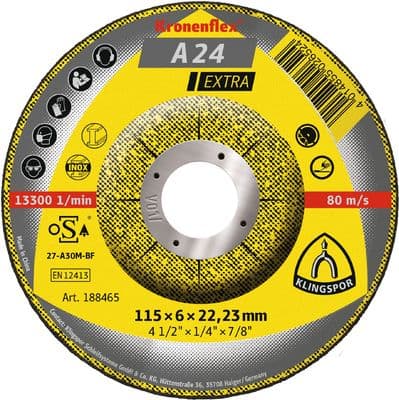 115 x 6 mm A 24 Extra Kronenflex® grinding discs for Metals