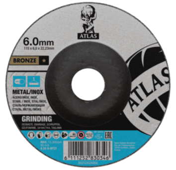 115 x 6 mm Atlas Metal Grinding Disc. Type 27. Per 10