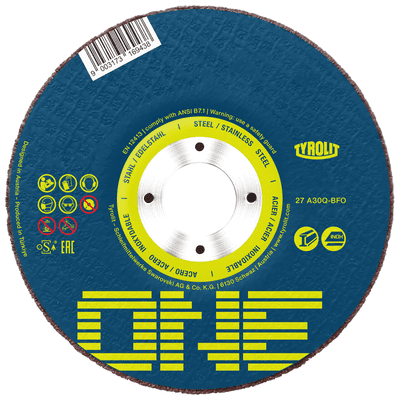 115 x 6 mm Tyrolit ONE Grinding discs for Steel & Stainless Steel.  Per 10.