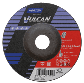 125 x 2.5 mm Vulcan Norton Cutting Discs Type 42. Price per 25