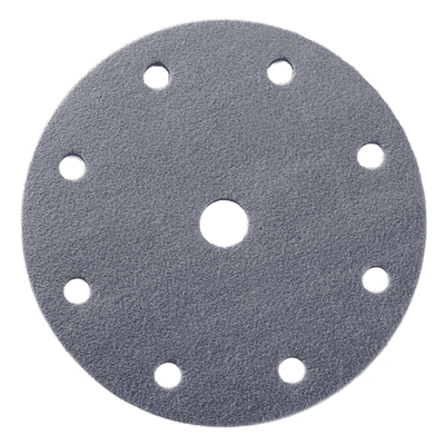 150mm.  9 holes.  P320 Ceramic abrasive hook and loop back sanding discs. Price per 50 discs.