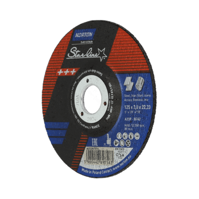 230 x 3.2 mm Norton Starline Cutting Discs. Steel/Stainless Steel. Type 42. Price per 25