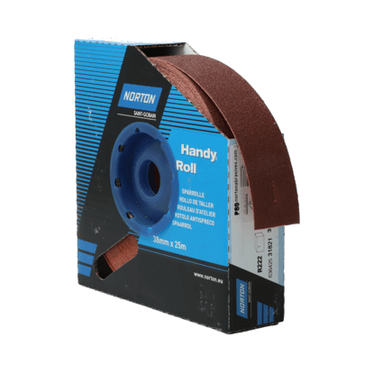 Rouleau Abrasif Norton Handy Rolls | Grain G120, Largeur 38 Mm, Longueur 25 M | Pour Acier, Ébavurage, Rouille