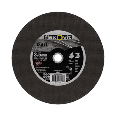 300 x 3.5 x 22.23 mm Flexovit Rail Blade Cutting Discs. Price per 10