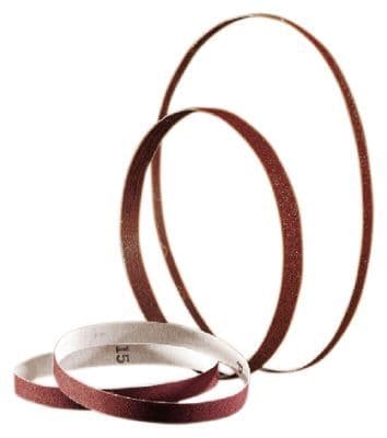 6 mm x 610 mm Aluminium oxide abrasive sanding belt. Price per 25