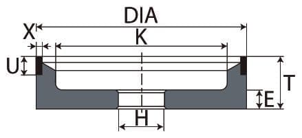 Produktbild von TYROLIT Diamant-Schleifscheibe Universal 12 V9 – 75 X 20 X 20 Mm, D64 C50b – Feinkörnig, Kunstharzbindung, Für Trockenschliff Von Hartmetall & Gehärtetem Stahl