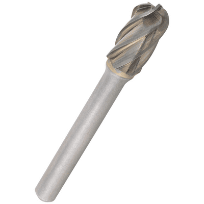 Ball nosed cylinder shape carbide burr. Aluminium cut. 12mm diameter.