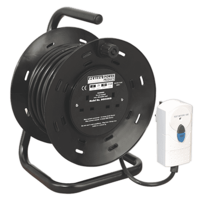 Cable Reel 25m 4 x 230V 1.25mm² Thermal Trip with RCD Plug. BCR25RCD