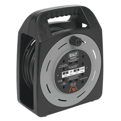 Cable Reel Box Type 25m 4 x 230V 1.25mm² Thermal Trip. BCR25CB