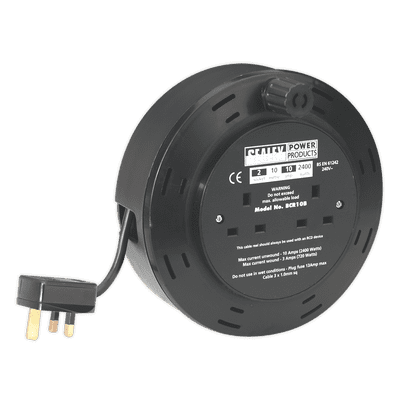 Cassette Type Cable Reel 10m 4 x 230V 1.00mm² Thermal Trip.  BCR10B