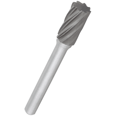 Cylinder shape carbide burr. Aluminium cut. 10mm diameter.