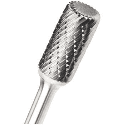 Cylinder with corner radius shape carbide burr. Universal cut. 12mm diameter.